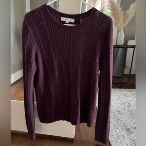 LOFT Rich Plum Cable Knit Sweater
